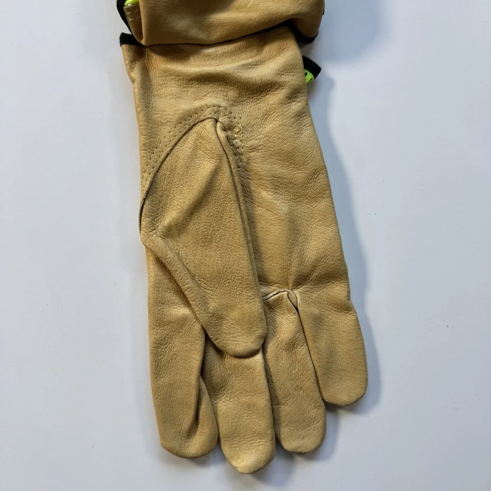 Lot of 2 KINCO Work Gloves Hi-Vis Mesh Grain Pigskin & Palm Sandy Finish PVC Lrg